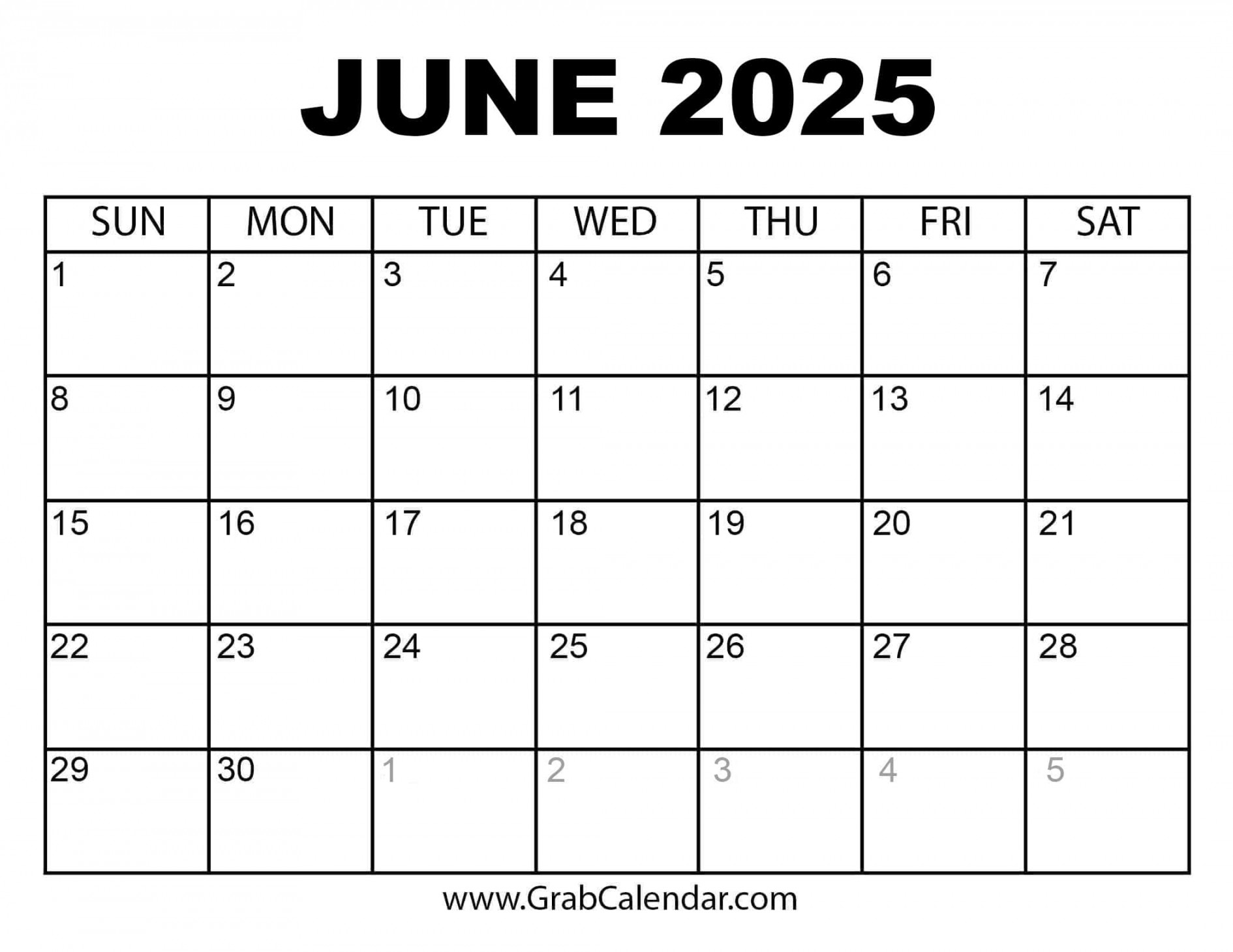 Printable june calendar