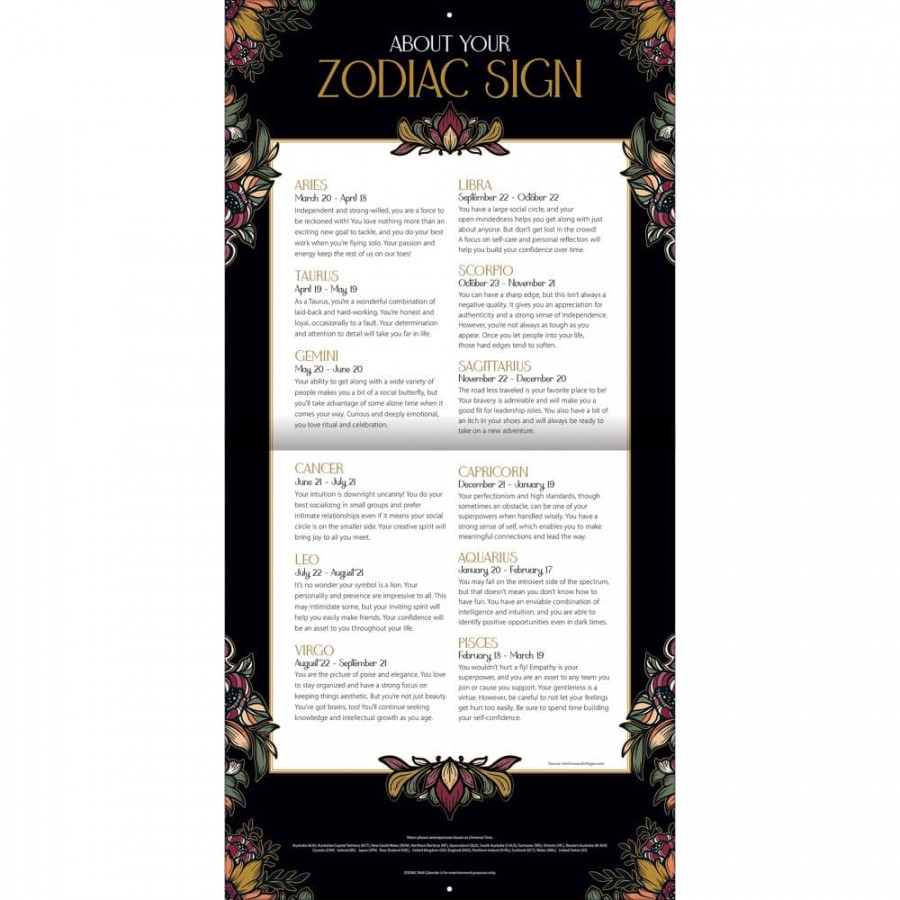 Zodiac wall calendar calendars