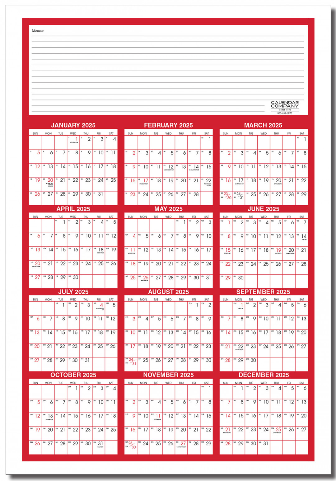 HUGE Year at a Glance DRY ERASE Calendar