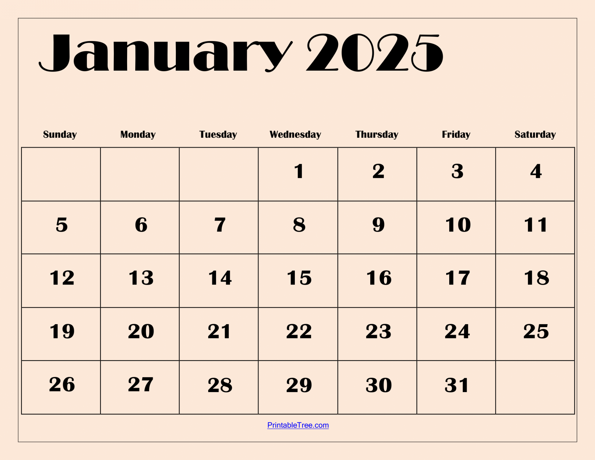 January calendar printable pdf template with holidays