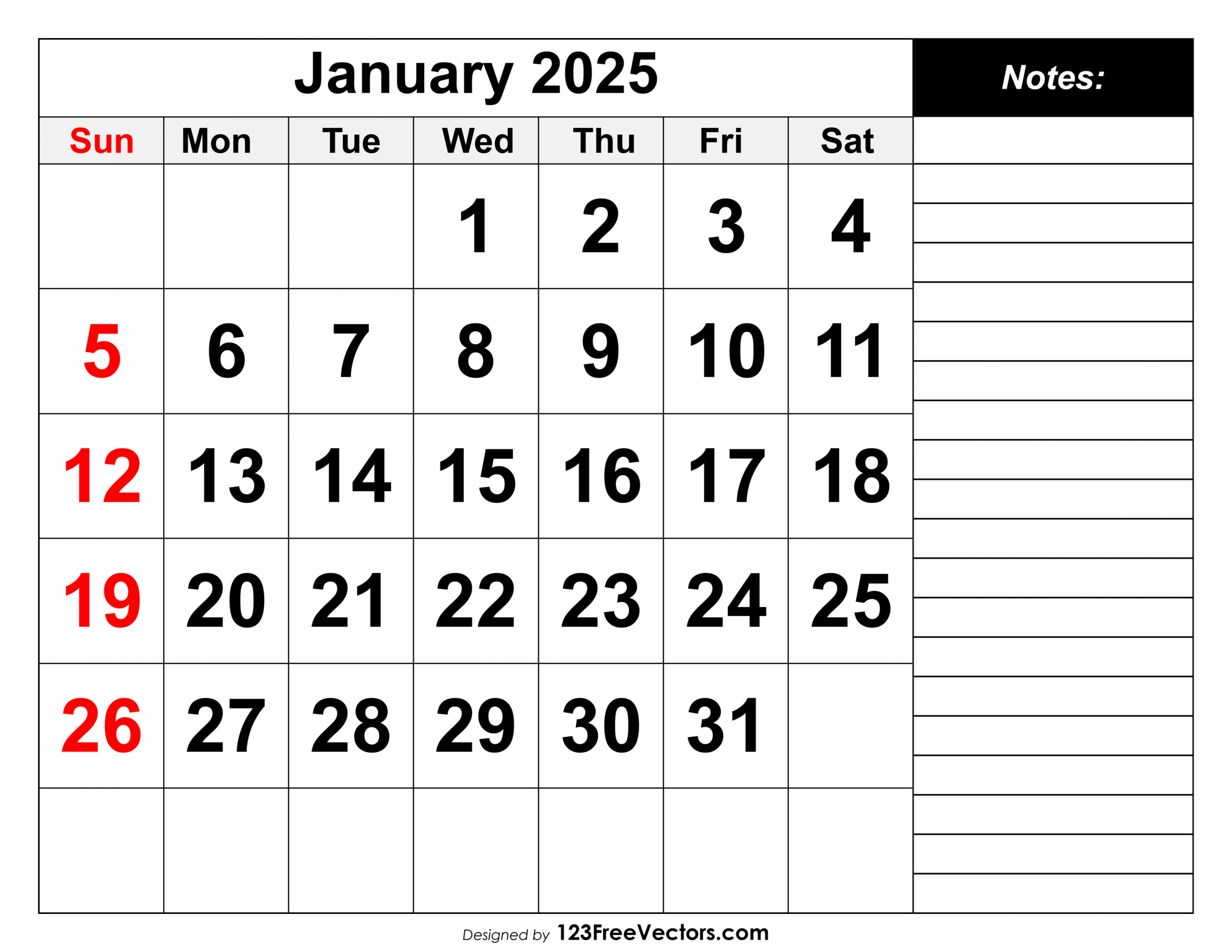 Free Calendar January