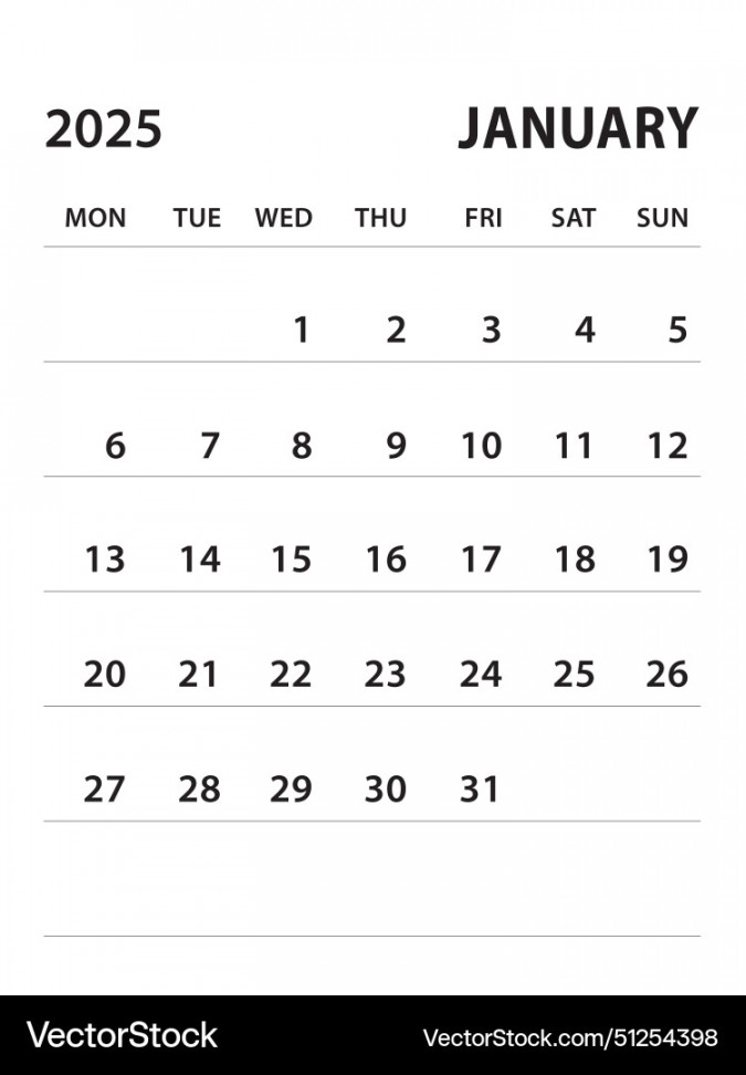 January calendar template royalty free vector