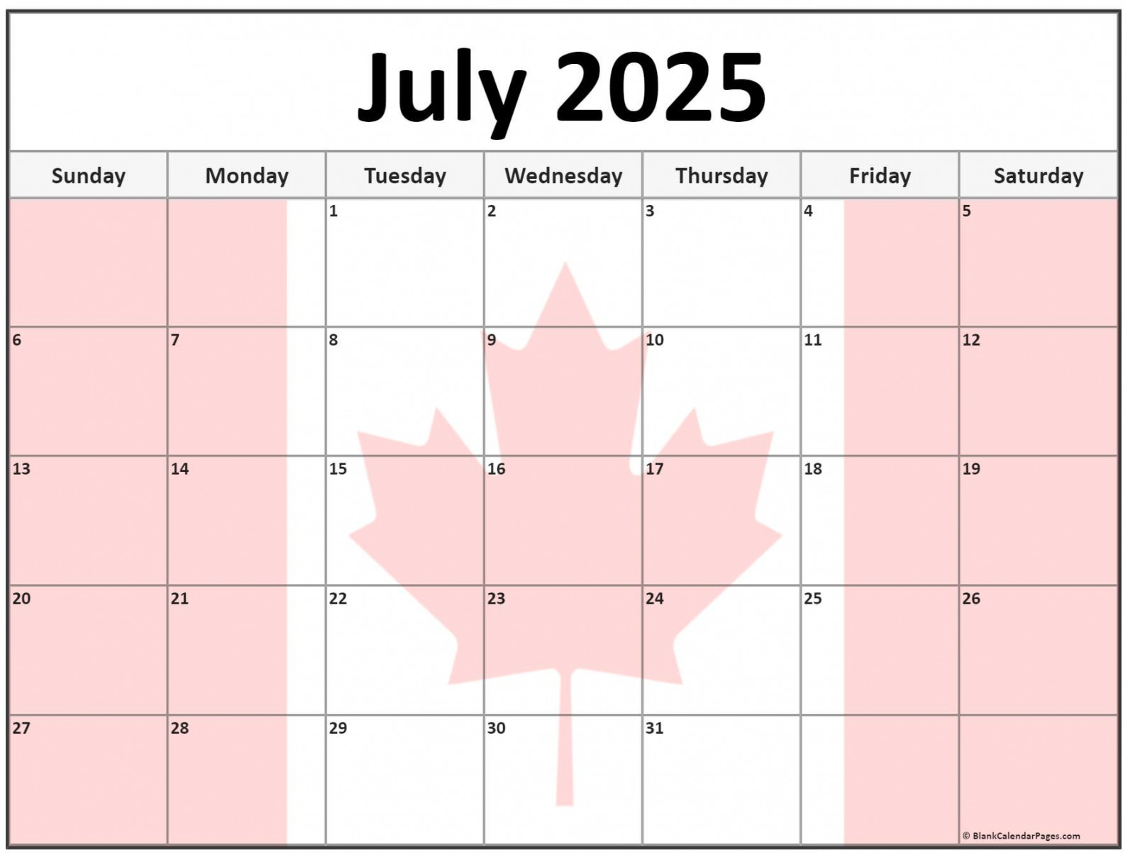 Collection of July  photo calendars with image filters.