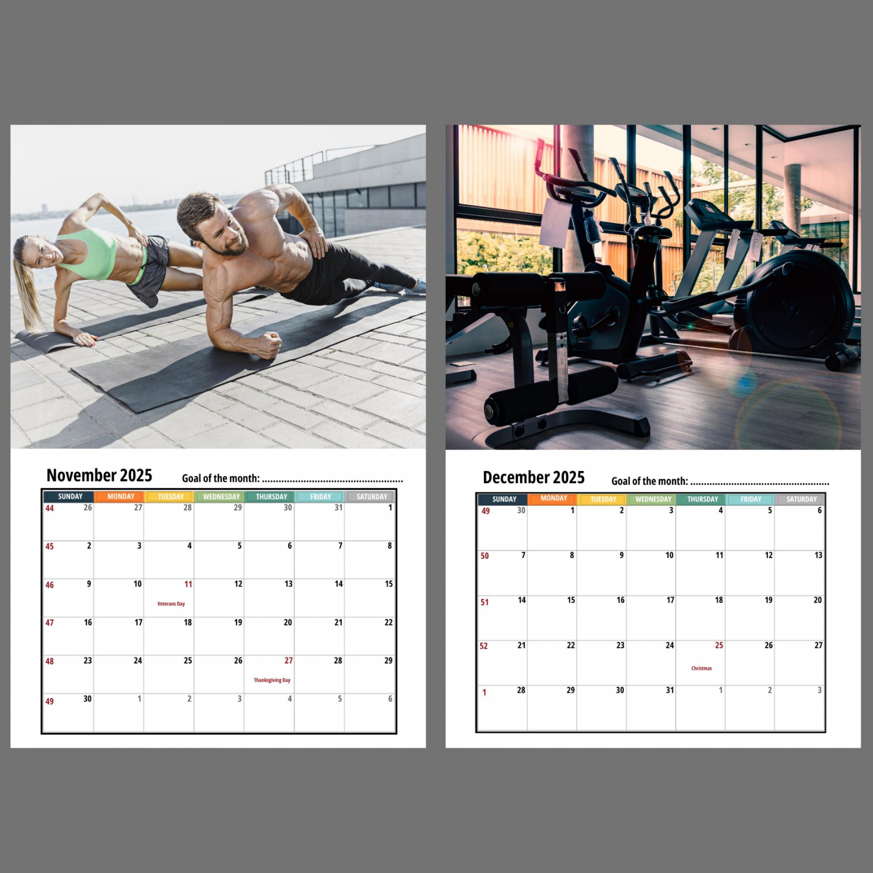 Fitness Wall Calendar  - Etsy