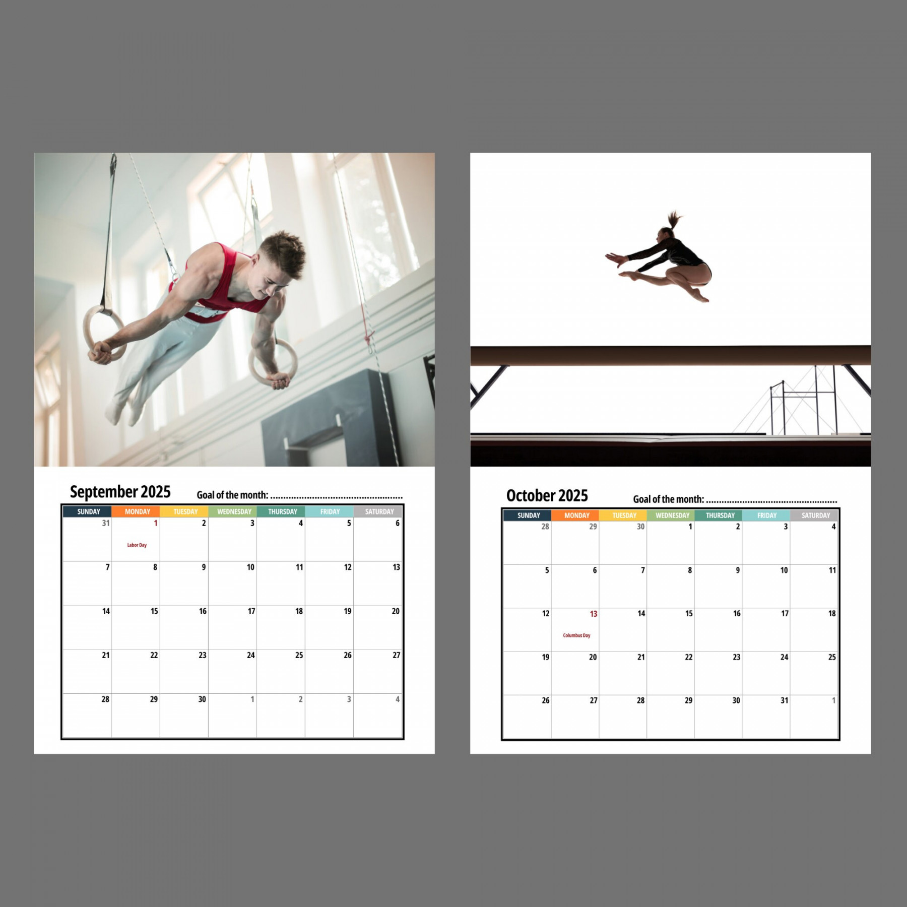 Gymnastics Wall Calendar  - Etsy