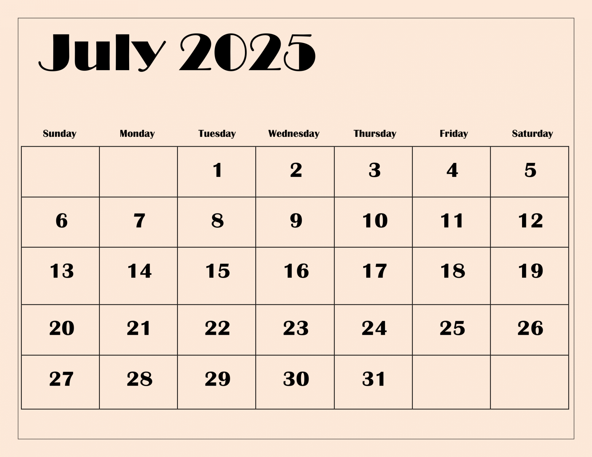 July  Calendar Printable PDF Template with Holidays