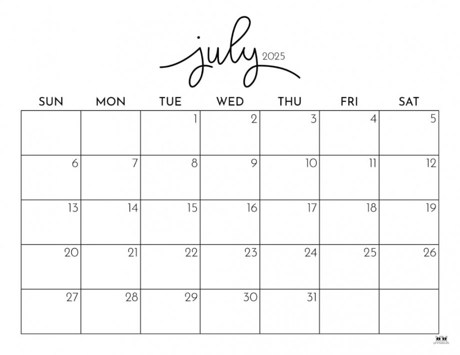 July calendars free printables printabulls