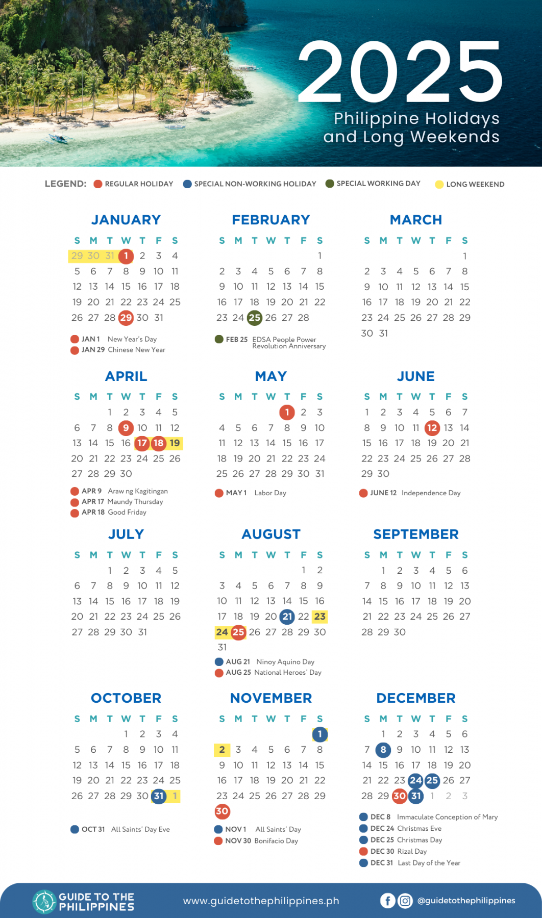 Philippines Holidays and Long Weekends Calendar  Guide to