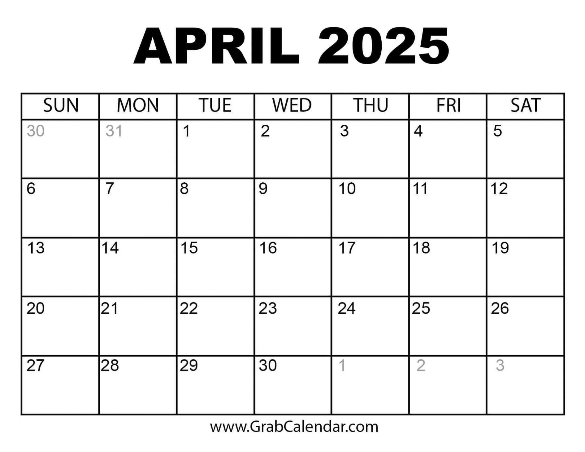 Printable April  Calendar