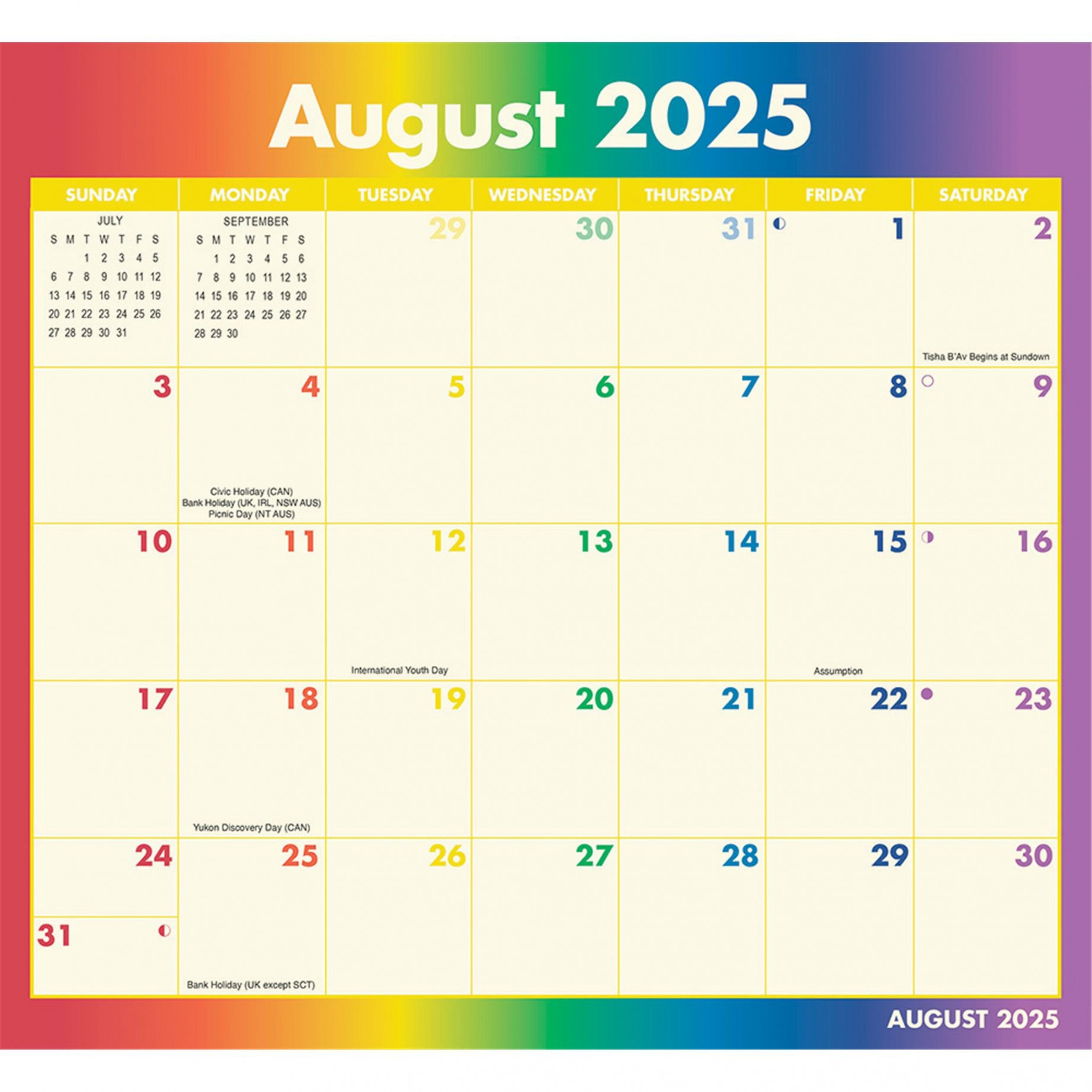 Rainbow Jumbo Magic Grip Wall  Calendar