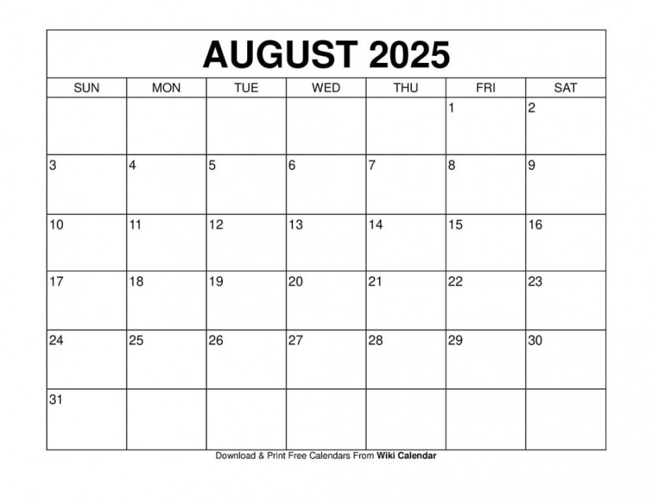August  Calendar - Printable Templates & More