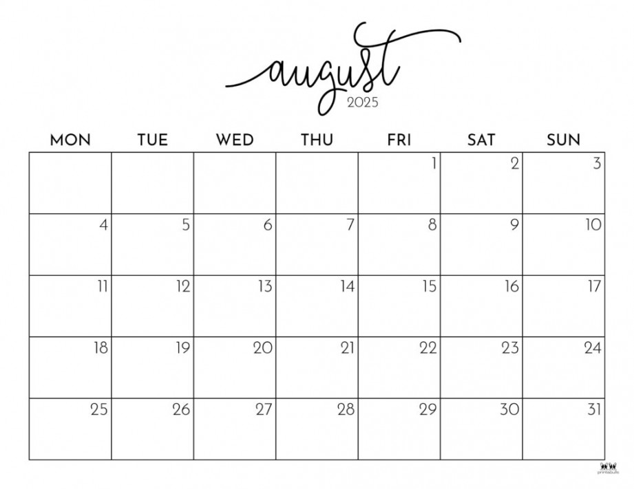 August  Calendars -  FREE Printables  Printabulls