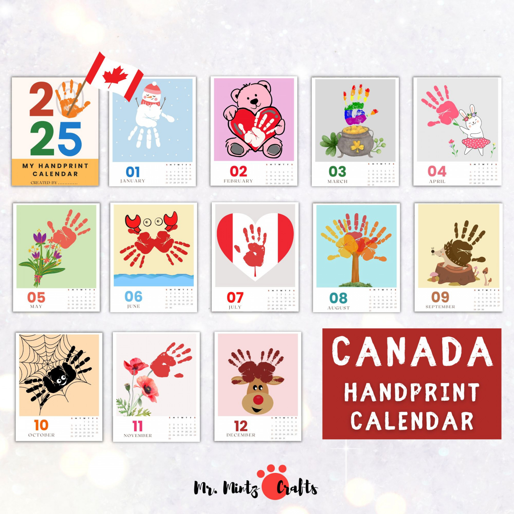 Handprint Calendar  with Canadian Holidays  Made By Teachers