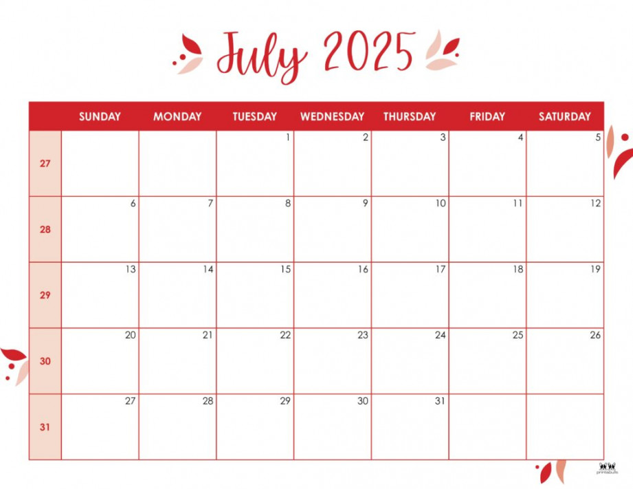 July calendars free printables printabulls