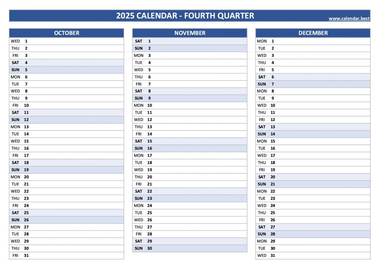quarterly calendar to print