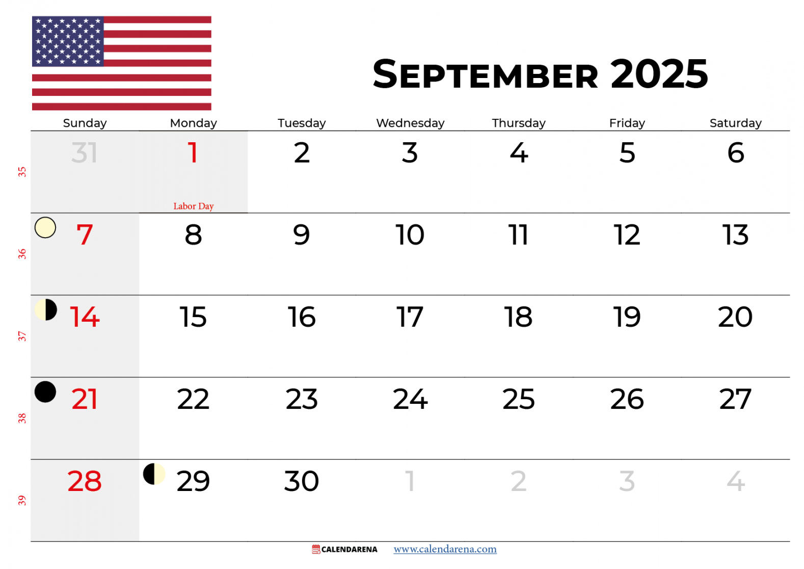 September  Calendar With Holidays