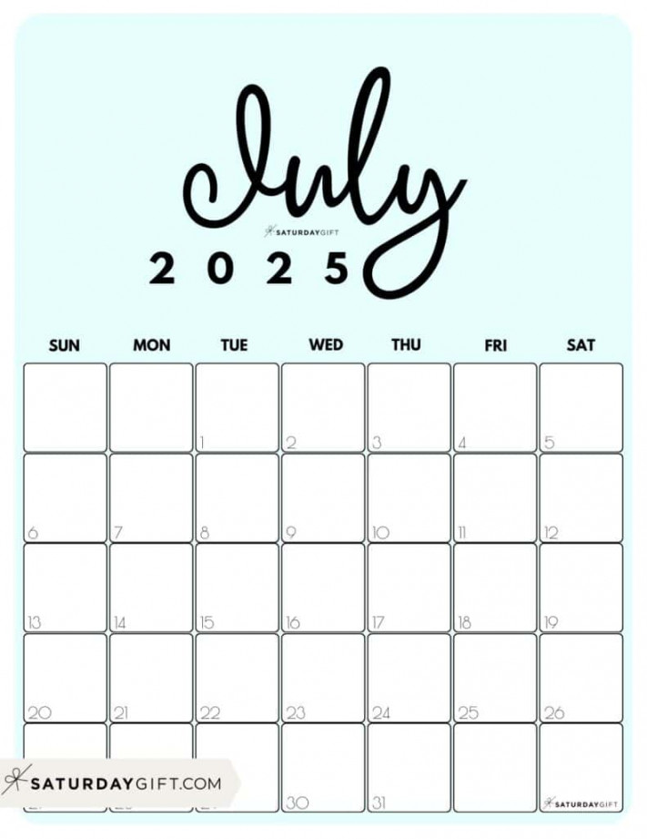 July calendars cute free printable pdfs saturdaygift
