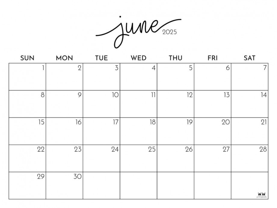 June  Calendars -  FREE Printables  Printabulls
