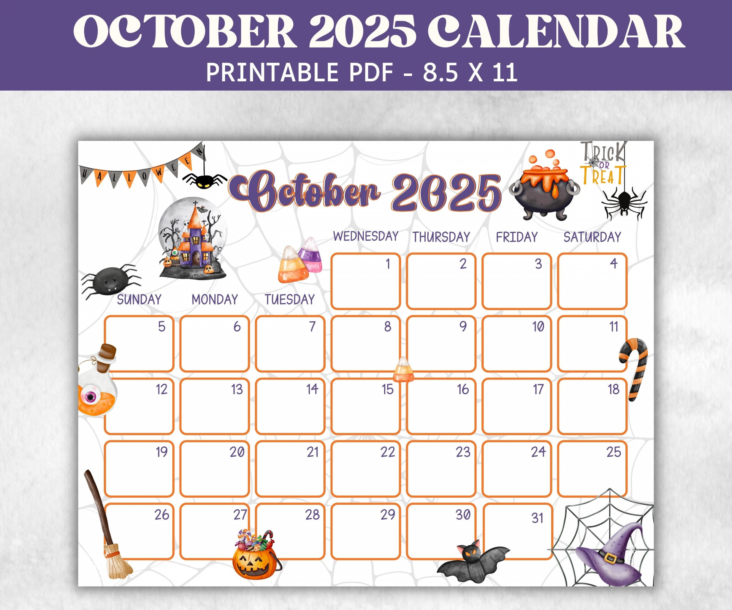 Kids october halloween calendar