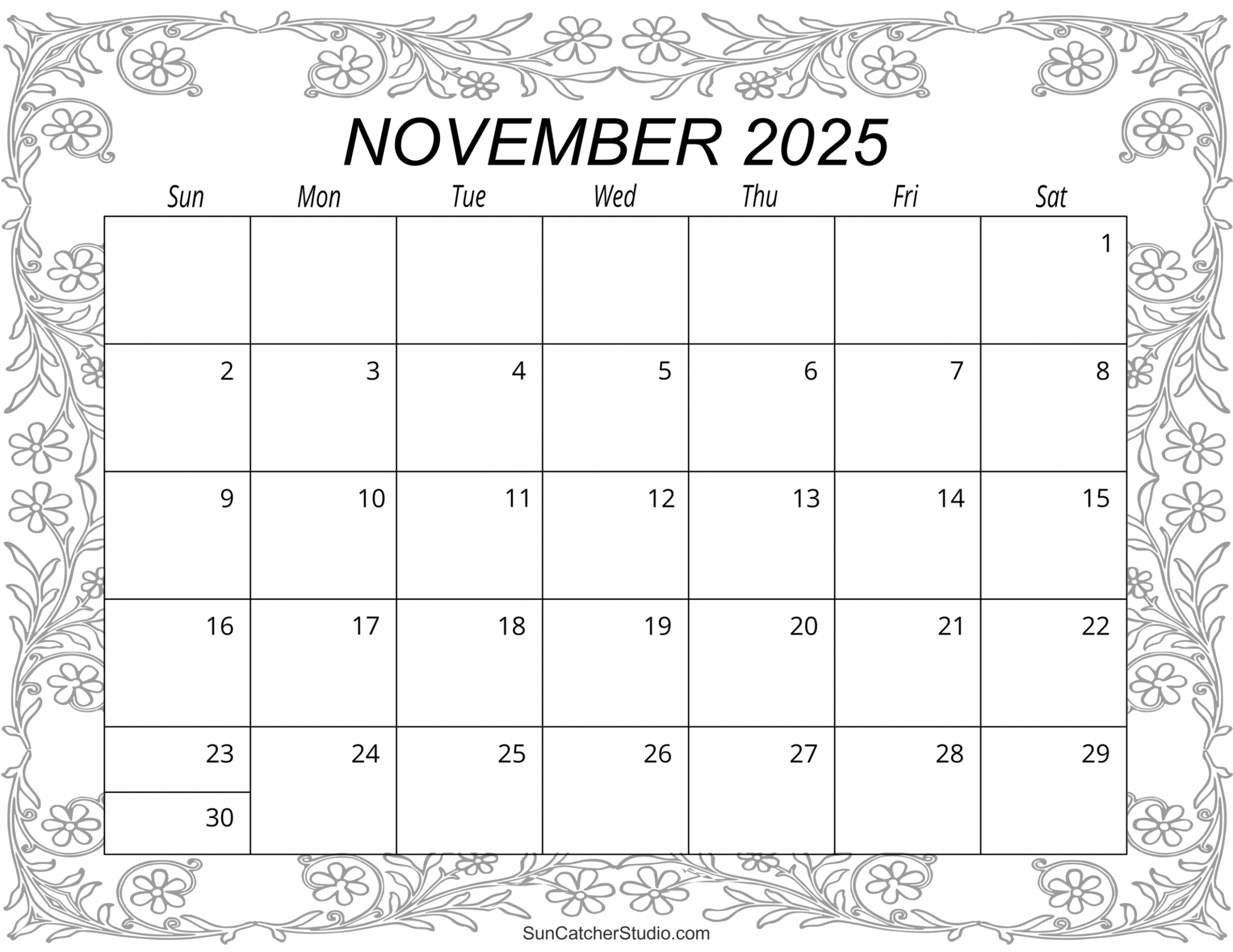 November calendar (free printable) – free printables
